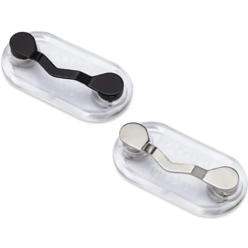 2-Pack Magnetic Eyeglass Holders and Badge Clips, Strong No-Pin Holders for Shirts and Jackets
