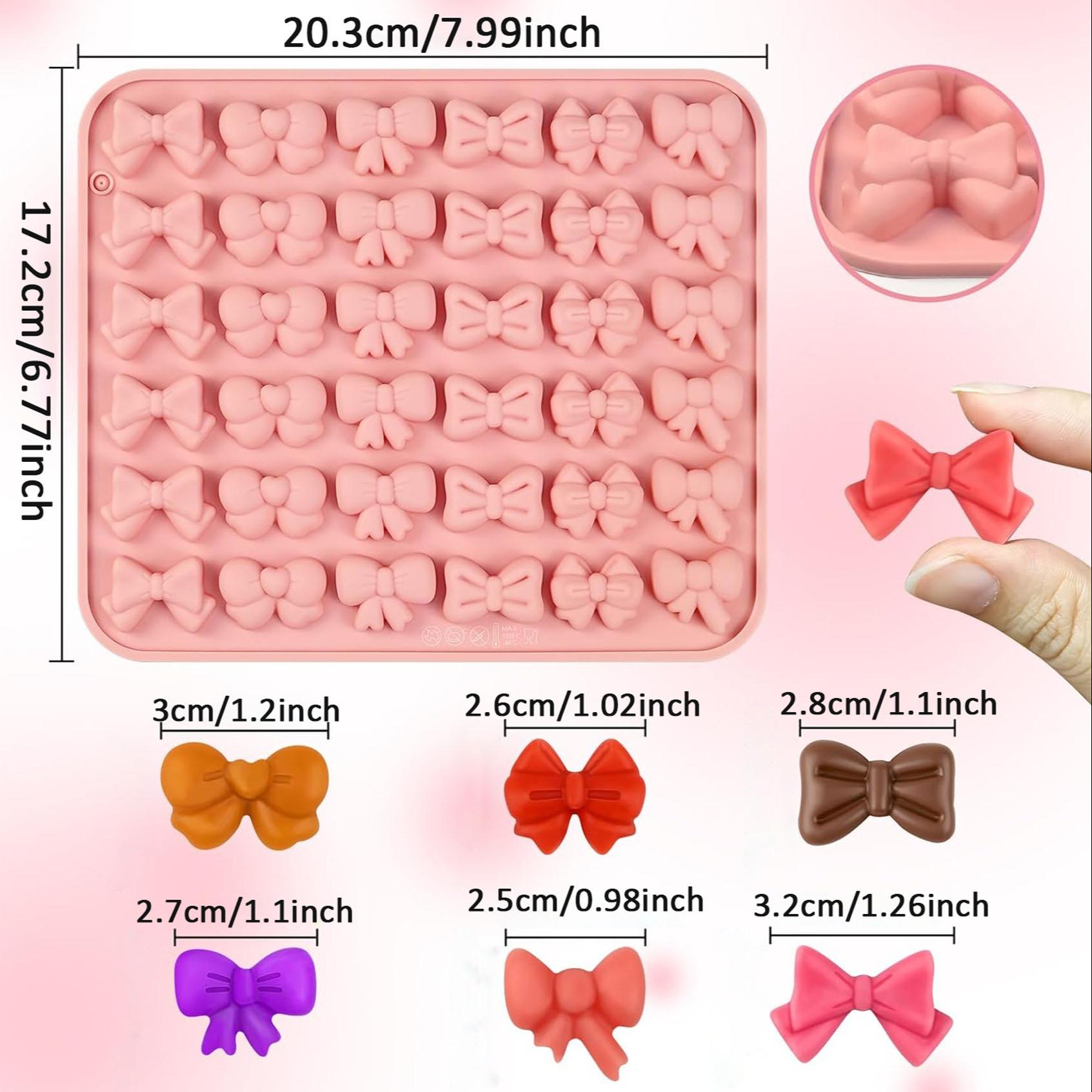 Chocolate Bow Molds, Silicone Bow Molds, 2-Pack Mini Silicone Ice Molds, Fondant Bow Molds, Suitable for Decorating Chocolates, Candies, Gummies, Sugars, Cookies, Cakes, and Cupcakes.