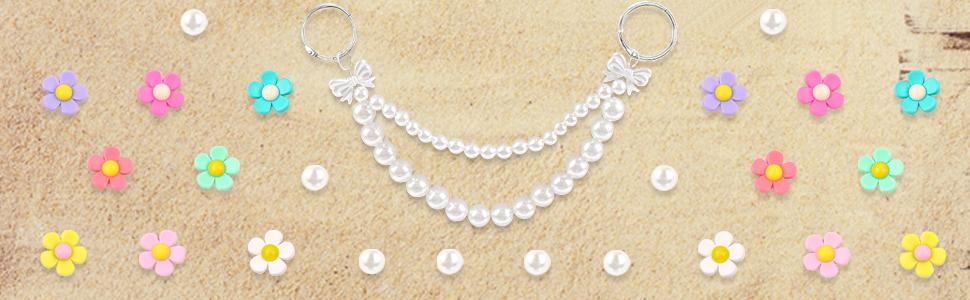 h-33  Charms for Bogg Bag, Pearls and Flowers for Bogg Bag Accessories Compatible with Simply Southern Beach Bag Tote, Insert for Rubber Beach Tote Accessories (25 Pcs)