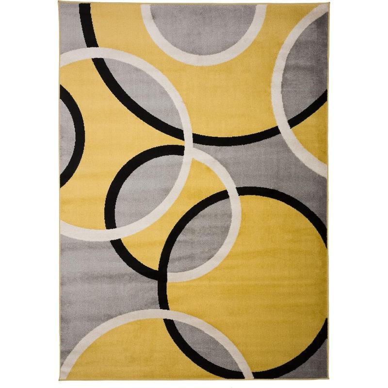 Modern Abstract Interlocking CircleGeometric Flannel Area Rug Yellow Grey Black WhiteContemporary Print Soft Mat for Living Room, Non-Slip MinimalistHomeDecor#AbstractInterlockingCircleRug #GeometricContemporaryMat #MinimalistHomeDecor  #NonSlipFlannelRug
