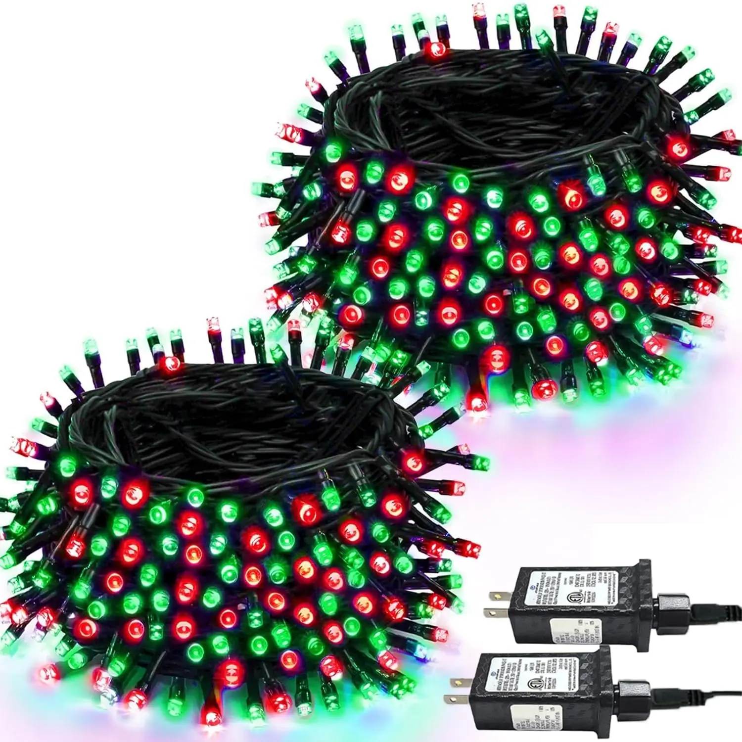 2 Pack 200 LED Christmas Lights 13 Modes Extendable Christmas Tree Lights | 66FT  Twinkle Fairy Lights, Green Wire String Lights Outdoor Indoor for Xmas Tree Party Garden, Red and Green