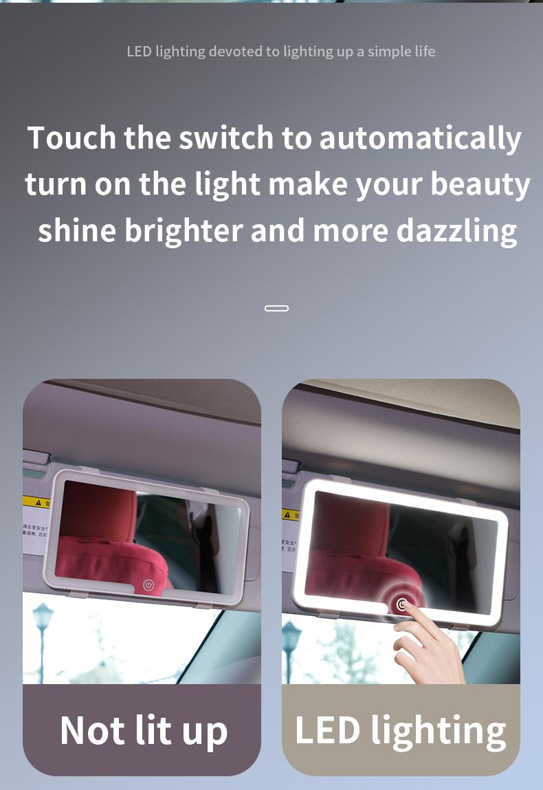 Car LED Makeup Mirror, Rechargeable Car Sun Visor Mirror, Dimmable Touchscreen Auto Vanity Mirror, Car Interior Accessories,car decor,boujee car accessories
