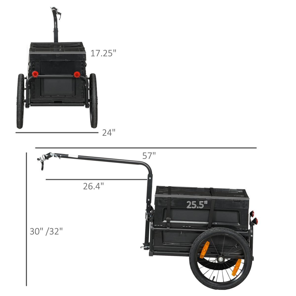 Aobtkel Aosom Adult Metal Frame Cycling Cargo Trailer - Bicycle Wagon Cart with Foldable Pack, Removable Storage Box, Quick-Release 16-Inch Wheels, Reflectors, 19-35mm Seat Posts, 26.5" L x 19" W x 10.25" H (No Bottom)