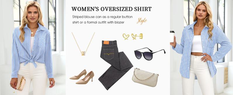 ETCYY NEW Women’s Pink Striped Plaid Flannel Shirt – Fitted Buffalo Check Button-Down Cardigan Blouse, Cute Fall Outfit & Rave Going Outfits, Long Sleeve Womenswear Top for Office, Business & Casual Wear