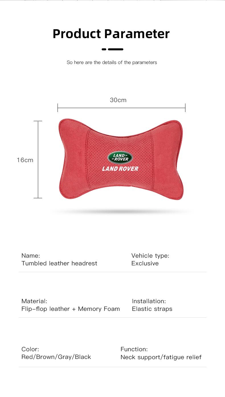 Car Suede Headrest Neck Support Auto Seat Accessories For Land Rover Range Rover Evoque Velar Defender Discovery Freelander Land Cruiser