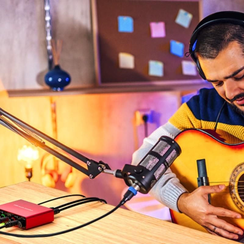 Audio Interface for PC USB Mixer Recorder, Studio Mixer, Recording, 48v Phantom Power, 24-Bit Support, Compatible with MAC Os and PC Audio Devices