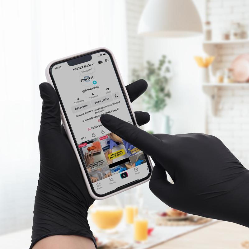 FINITEX Disposable Nitrile Cleaning Gloves, Black 60Pcs POP-N-Go Bags Waterproof Lightweight Hygienic Packaging for Rainy Work Sea Fishing Household Kitchen Cook Washing Indoor Outdoor Camping Gardening Cleaning Gloves, Spring Valentine Holiday Love Gifts