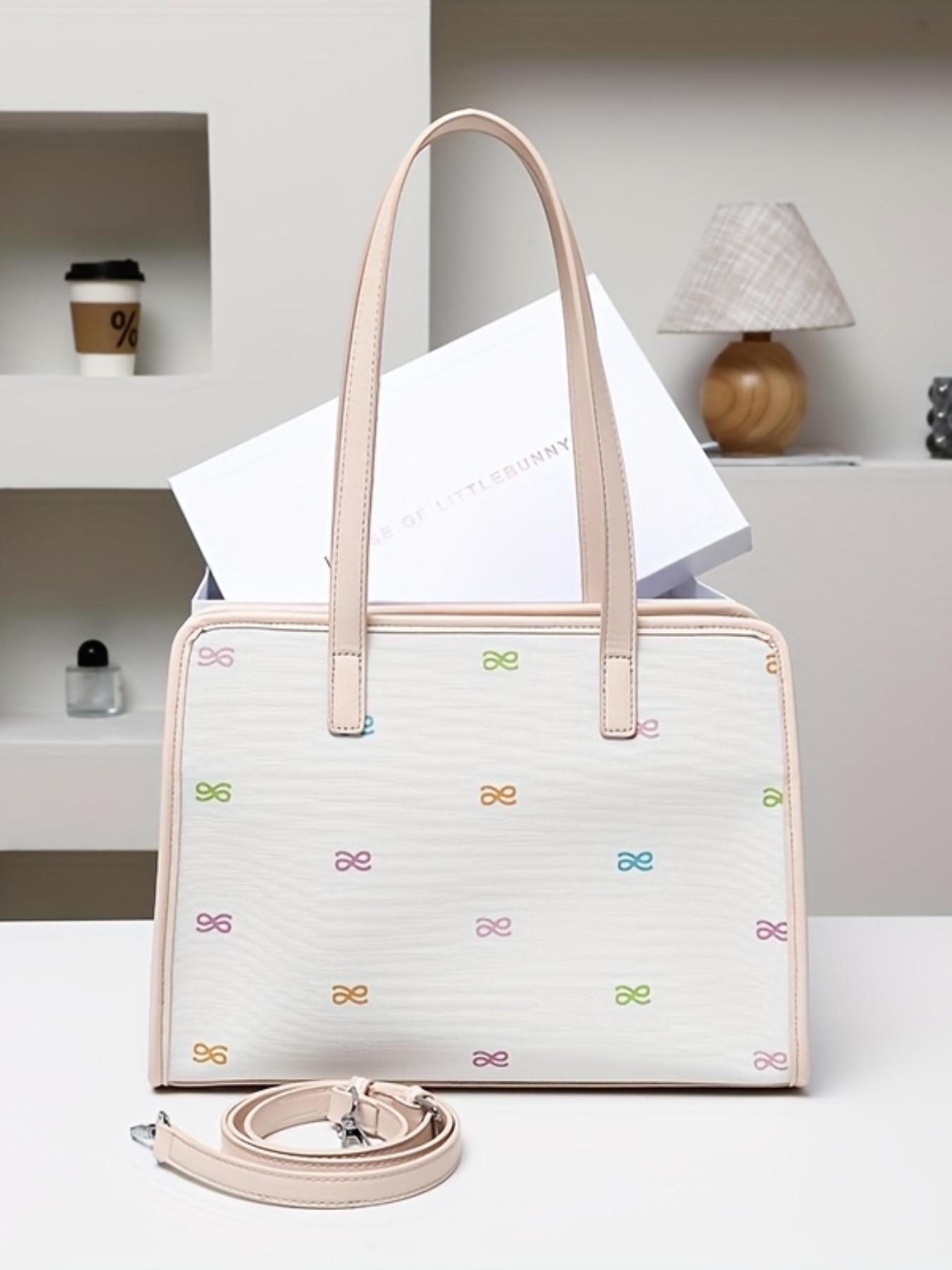 Elegant Printed Tote Bag for Modern Career Women, House of Littlebunny Urban Commute, Subtle Color Accents, Stylish Handbag