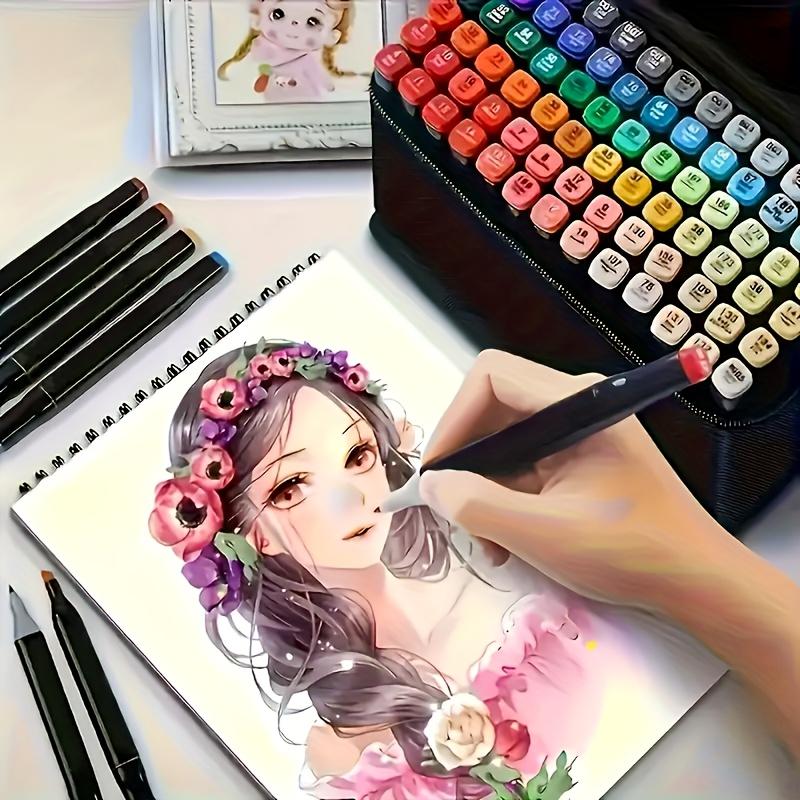 48-color marker pen set, dual-tip mixed art markers, suitable for painting, sketching, coloring, artist pens and marking lines, professional permanent sketch markers for professional artistic use