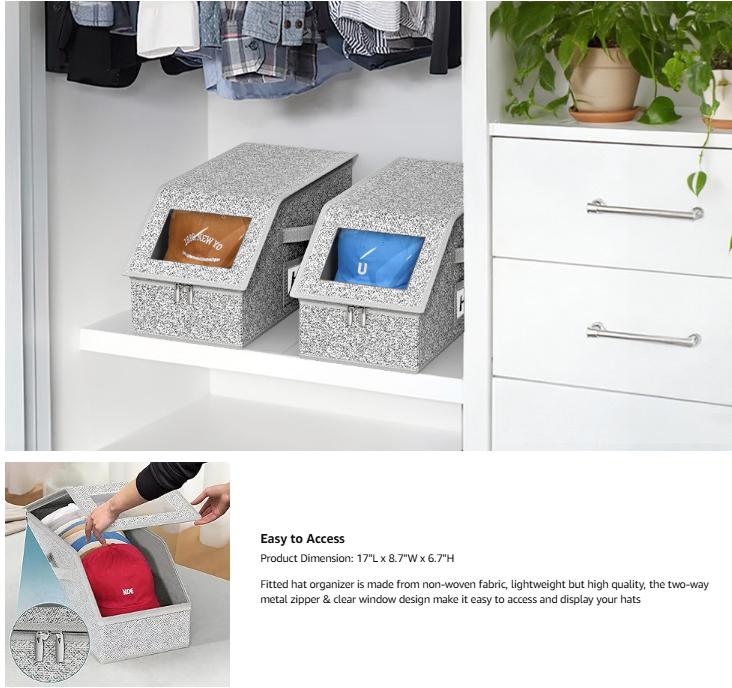 Stackable Baseball Cap Storage Box, Holds Up to 24 Hats – Durable Foldable Cardboard Organizer, Large Capacity Hat & Toy Storage Solution, Versatile Home & Bedroom Organizer, Dustproof, Space Saving