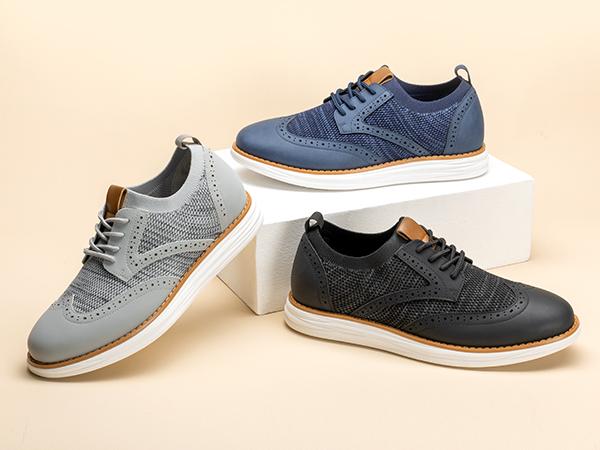 Bruno Marc [KnitFlex Craft+] Men's Breathable Stretchy Knit Upper Wingtip Mesh Oxford Sneakers