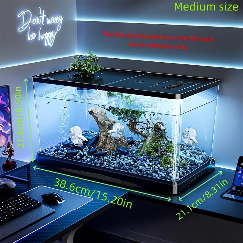 Aquarium starter kit, modern fish tank, transparent rectangular fish tank with lid - high-quality ABS material, medium/small size available. Suitable for freshwater fish, goldfish, and aquatic plants, modern and durable home decoration, easy to clean.