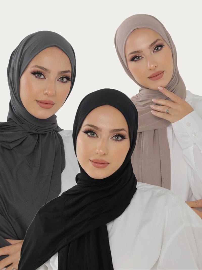 Women's Solid Color Khimar, Soft Comfortable Breathable Hijab for Daily Wear, Fashionable Casual Modern Muslim Clothing for Women