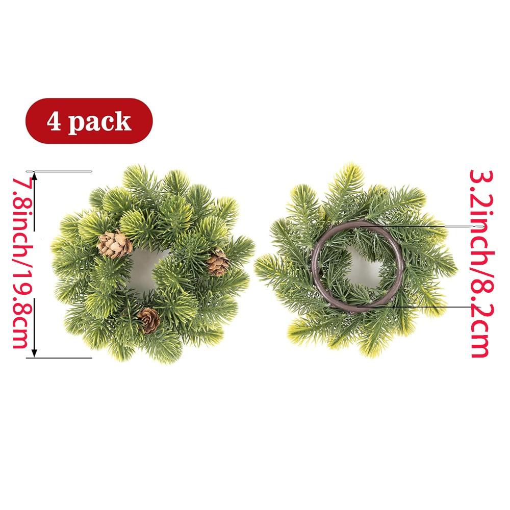 4 Pack Small Christmas Wreath, Mini Wreaths with Pine Needles and Pine Cones, Artificial Ring Wreaths Hanging Decoration Garlands for Home Table Kitchen Window Chair Wall Front Door
