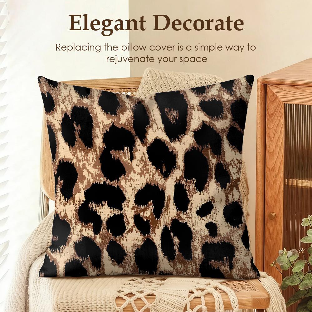 PIKPAKA Leopard print Cushion Cover Organic linen, breathable and skin-friendly, invisible zipper Eco-friendly double-sided printing，Washable and mite-removing, durable DIY fabric ，The perfect gift for home decor enthusiasts