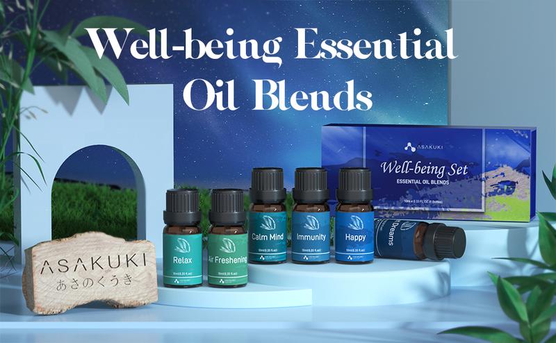 ASAKUKI Essential Oils Set (6 x 10 ml) for Diffuser, Holiday Scent, Stress Relief Scented Perfume Freshener Aroma gift Fragrance Healthcare Solution Healthy Aromatherapy, Therapeutic Lemon