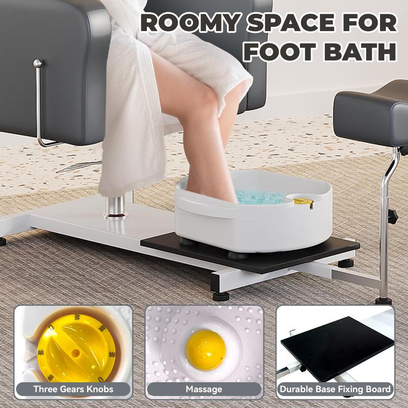 Reclining Pedicure Chair with Stool, 360 Swivel Massage Foot Bath Hydraulic Pedi Chair, Height Adjustable Pedicure Unit Station Beauty Spa Salon