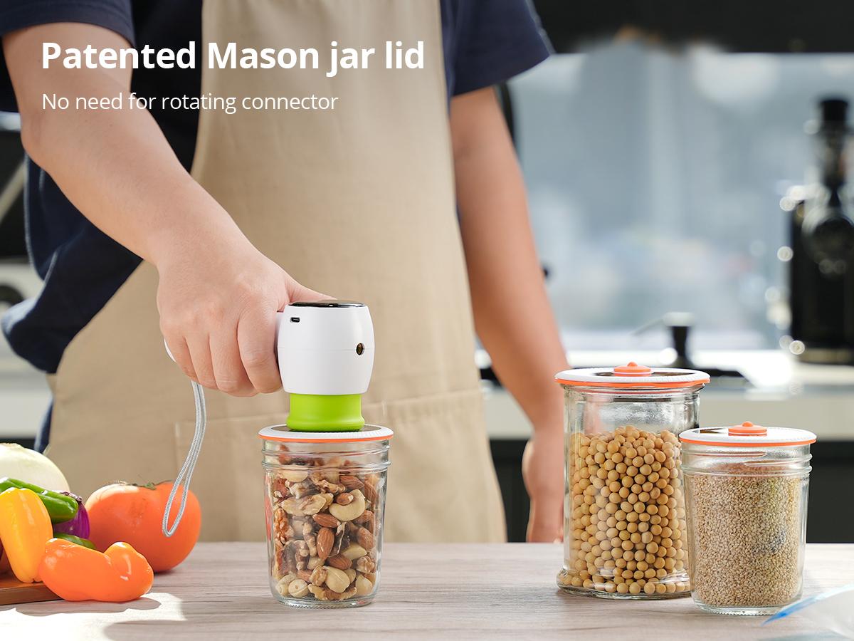 INKBIRD 4 in 1 Handheld Vacuum Sealer White & Green 60Kpa Strong Suction USB Rechargeable Portable Food Preservation Solution with Mason Jar Lids & Food Bags TikTokShopHolidayHaul