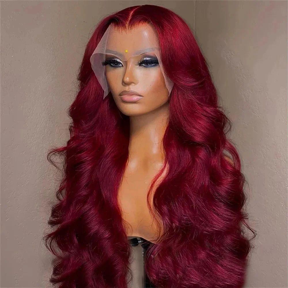 99J Burgundy 13X4 Lace Front Wigs Human Hair Body Wave 13x6 HD Transparent Lace Frontal Wig Pre Plucked With Baby Hair