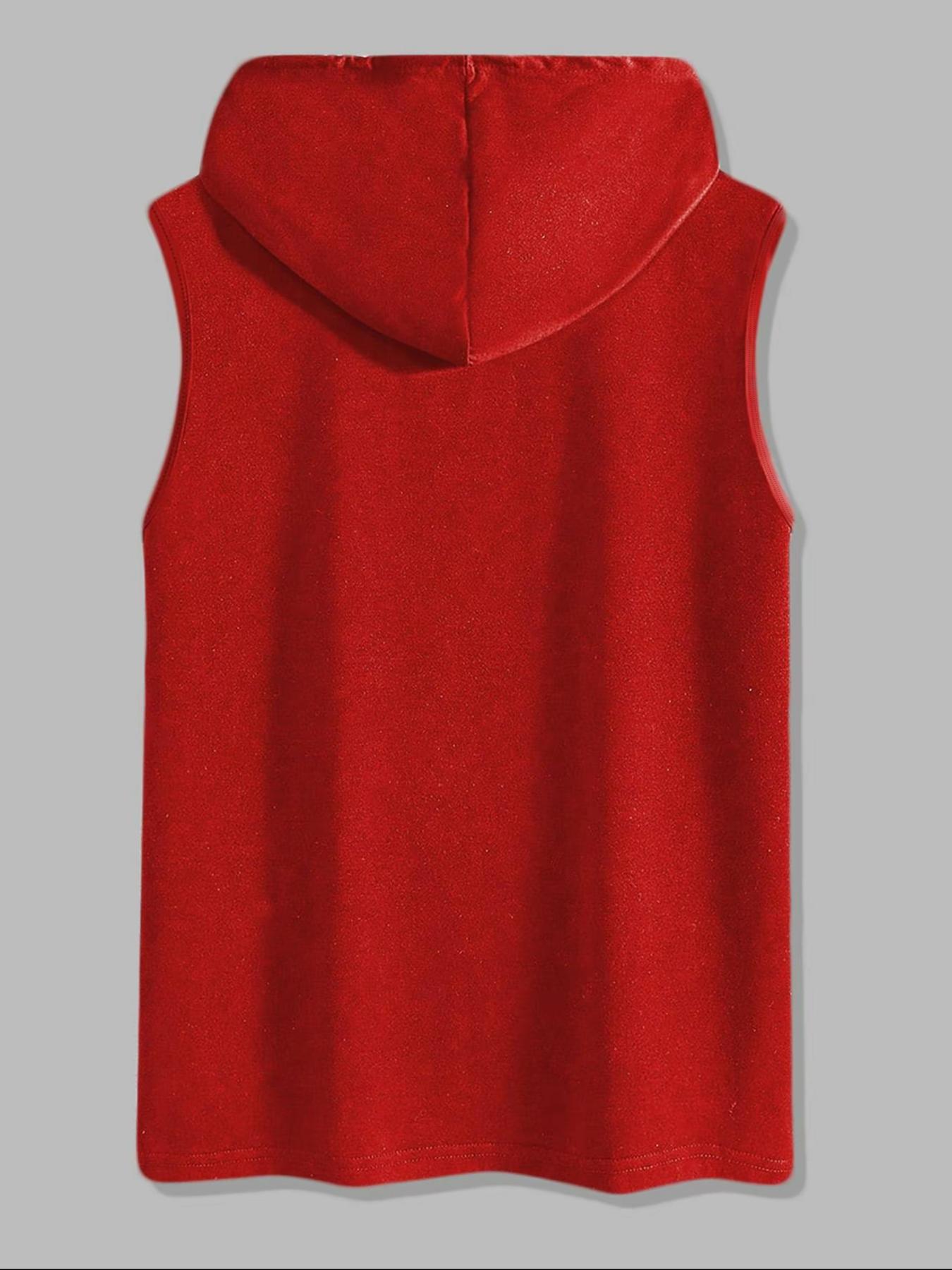 Men's Regular Fit Smile Face Print Tank Hoodie, Casual Graphic Sleeveless Hoodie for Summer, Fashion Men's Top for Daily Wear, Sweatshirts, Hot Trending Hoodies, Casual Sports Hoodie