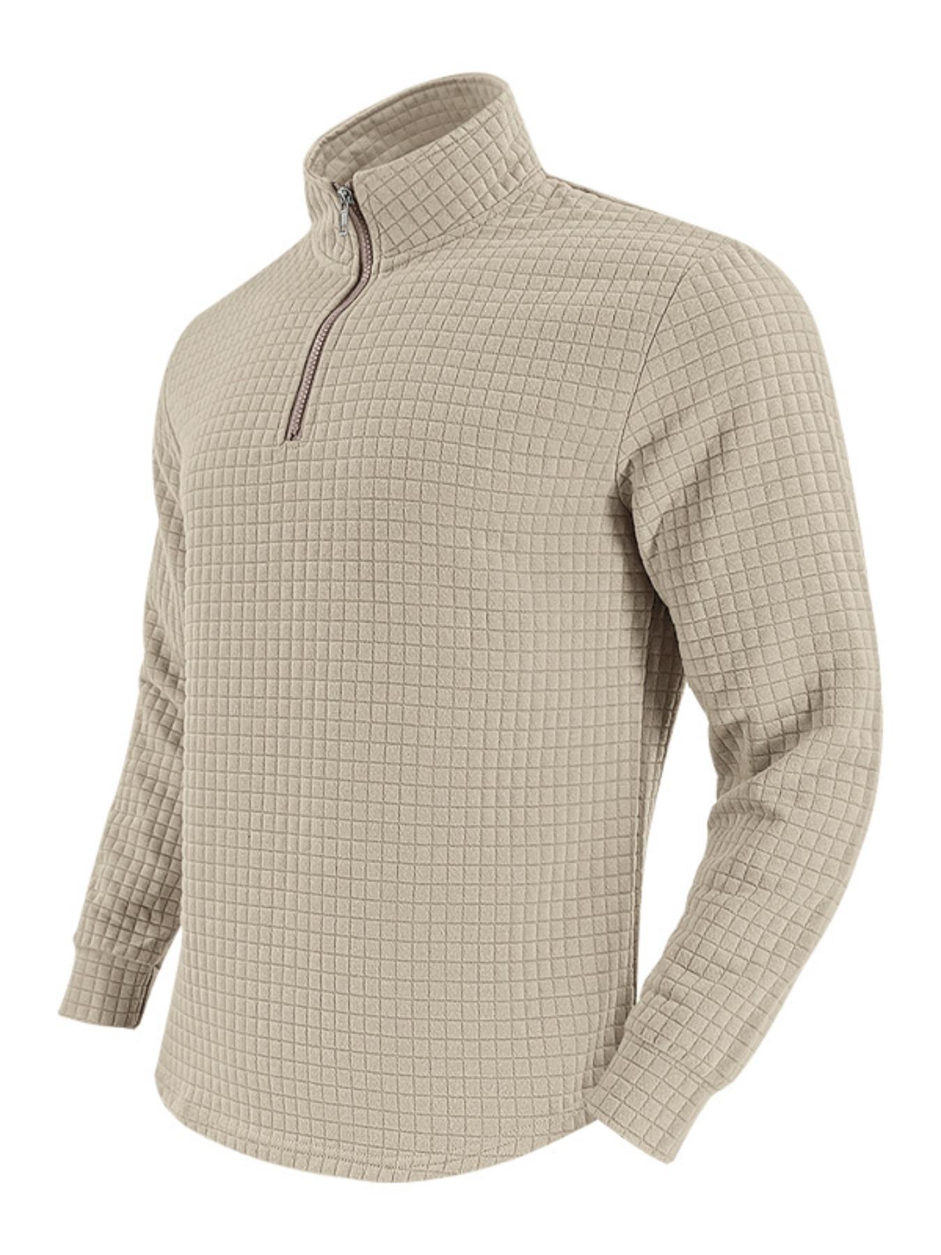 Men's Regular Fit Plain Half Zip Up Knit Sweatshirt, Casual Long Sleeve Pullover for Spring & Fall, Fashion Men's Clothes for Daily Wear