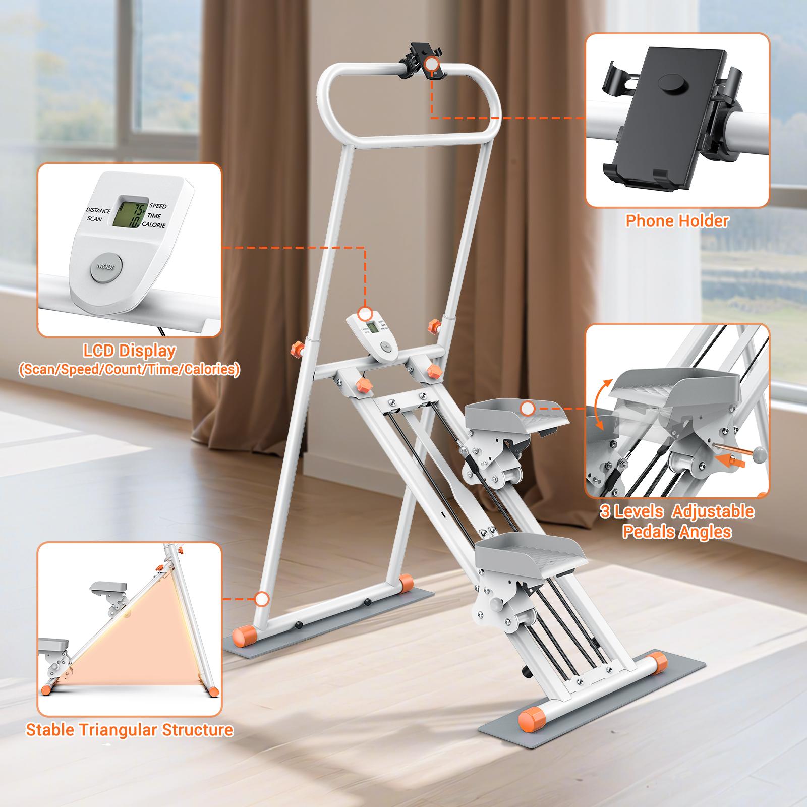 Bearbro Stair Stepper for Home Gym Exercise, New Version Vertical Climber Machine for Full-Body Workout, Compact Folding Cardio Exercise Climber , Adjustable Handlebar & Pedals，TikTokshopBlackFriday