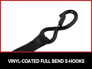 NeatStrap Self-Storing Retractable Ratcheting Straps (4PK) - 1"x15', 1500lbs Break Strength, Safety Lock, Chromoly S Hooks, Plastic-Grip Lever, Vinyl Soft Loops - Time-Saving Load Binding for Motorcycle, Moving Truck Cargo, Heavy Duty, Bikes, Chromoly Ste