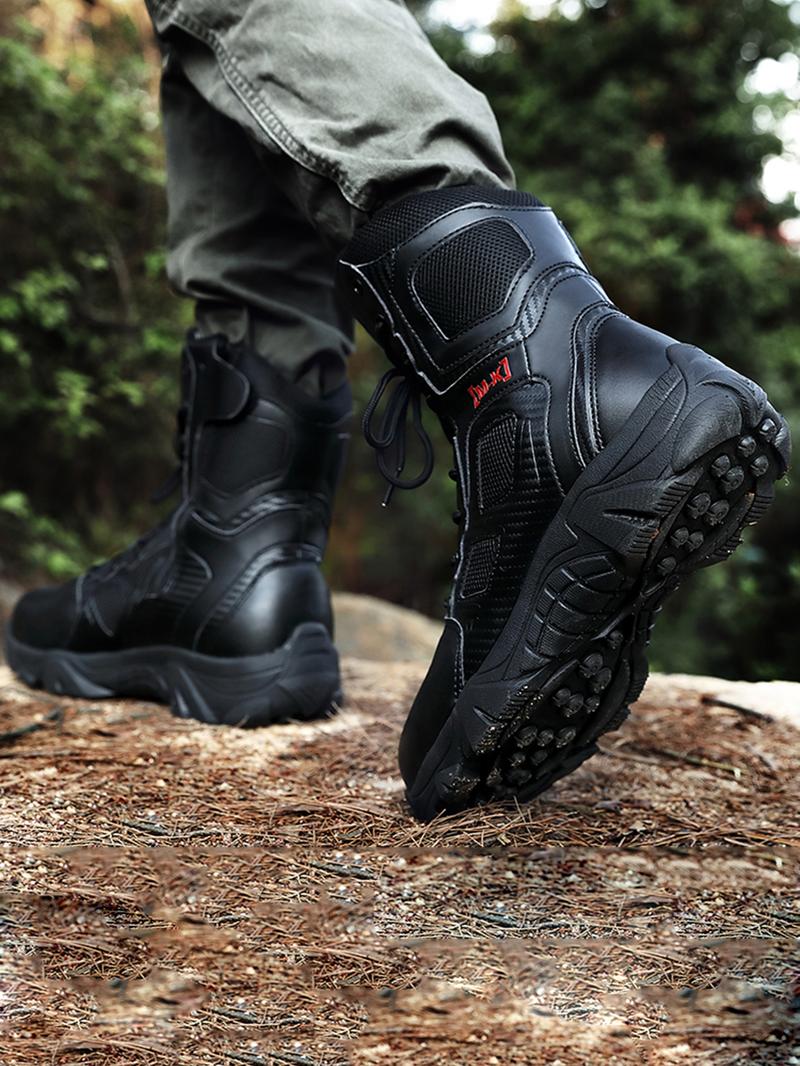 Men's Letter Pattern Steel Toe Boots, Casual Breathable Comfortable Non-slip Work Boots, Fashionable Safety Industrial & Construction Boots, Boy