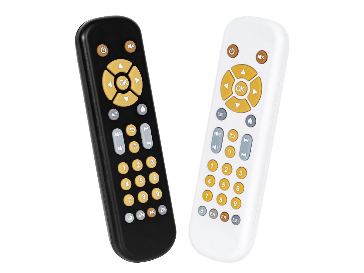 Orzbow Baby Remote Control Toy for 6 Months+ with Music, TV Remote Toy with Realistic Light and Sound - English, French and Spanish for Infant Play Remote Musical Toys, BPA Free, Black