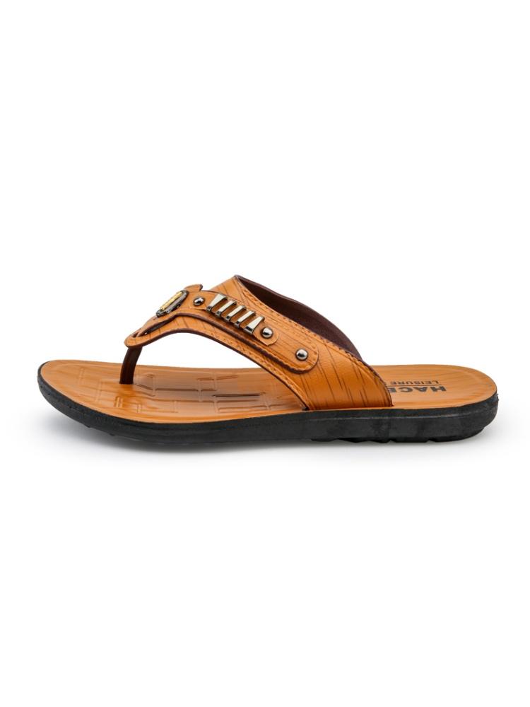 1 Pair Men's Retro Brown Flip-Flops | Casual Business Style | Soft Leather Upper + Massage Footbed + Durable Rubber Sole | Ideal for Outdoor Activities / Home / Short Trips, Easy to Clean & Maintain