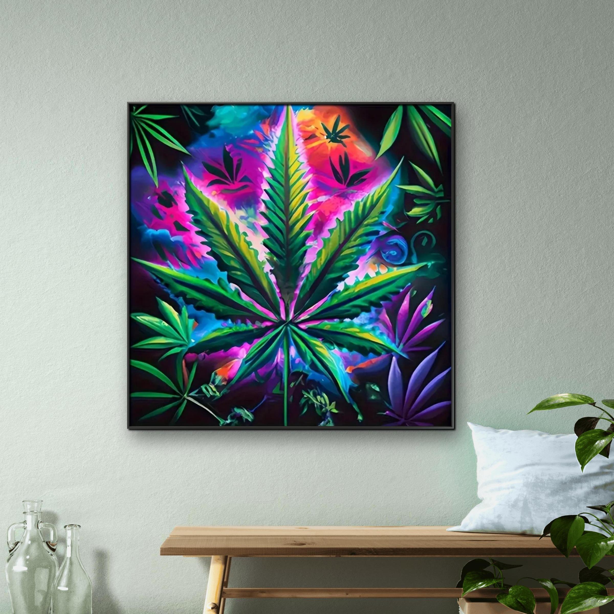 Marijuana Leaf Pattern DIY Diamond Arts Colorful Painting Kit without Frame, 5D Diamond Arts Colorful Painting Kit, Wall Art Decor for Home Living Room Bedroom