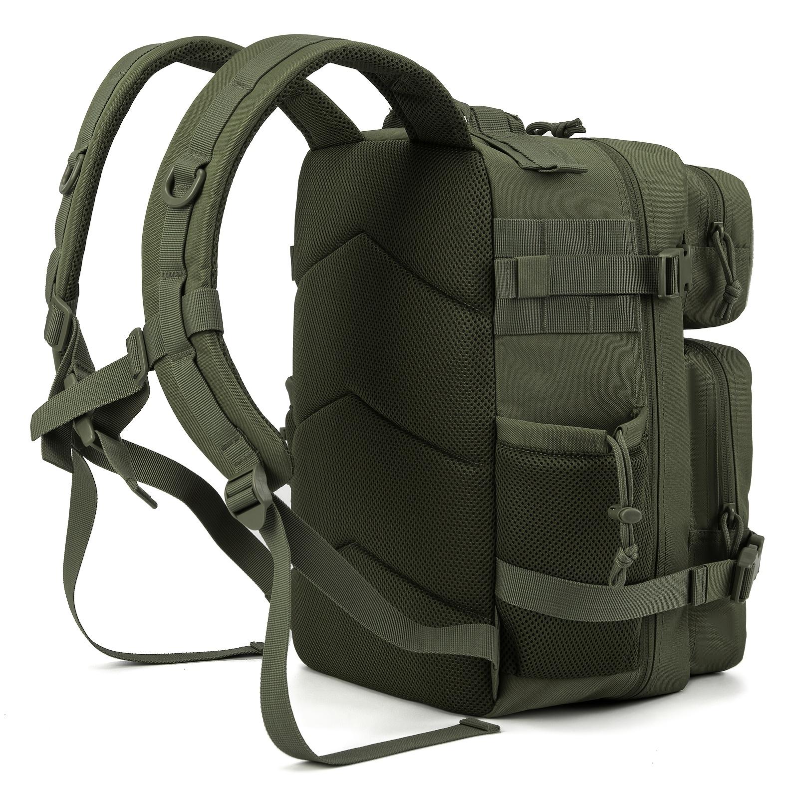 6.6gal Tactical Style Travel Backpack, Molle Daypack for Outdoor Hiking Camping Trekking, 180° Flat Open Weekend Bag with Laptop Compartment And Dual Cup Holders, Heavy Duty Gym Sports Pack