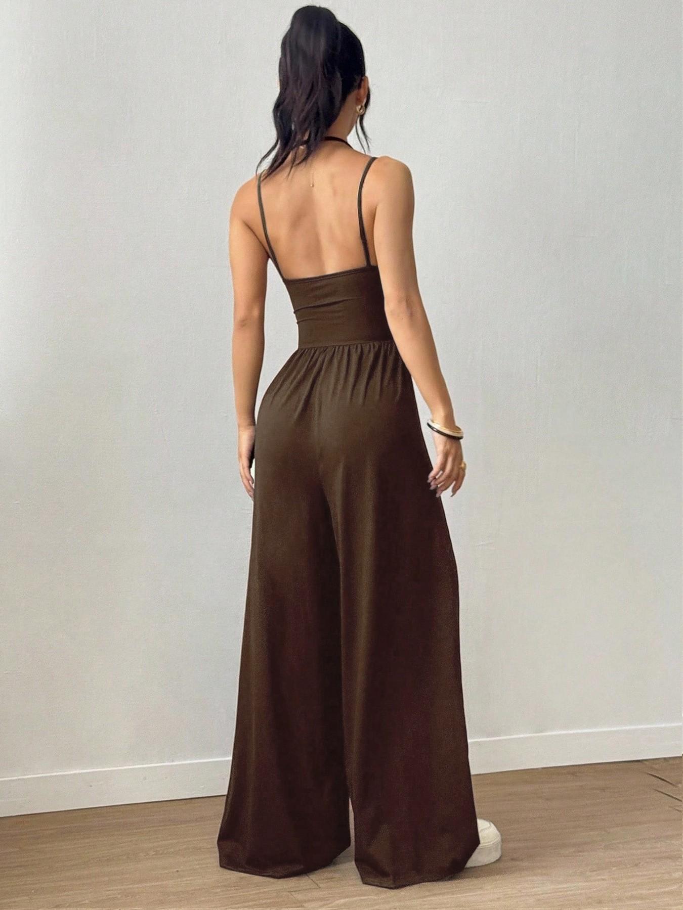 Women's Summer Casual Wrap Vest Jumpsuit, Loose-Fitting Wide-Leg Design, Perfect for Daily Wear & Travel, Stylish Comfortable
