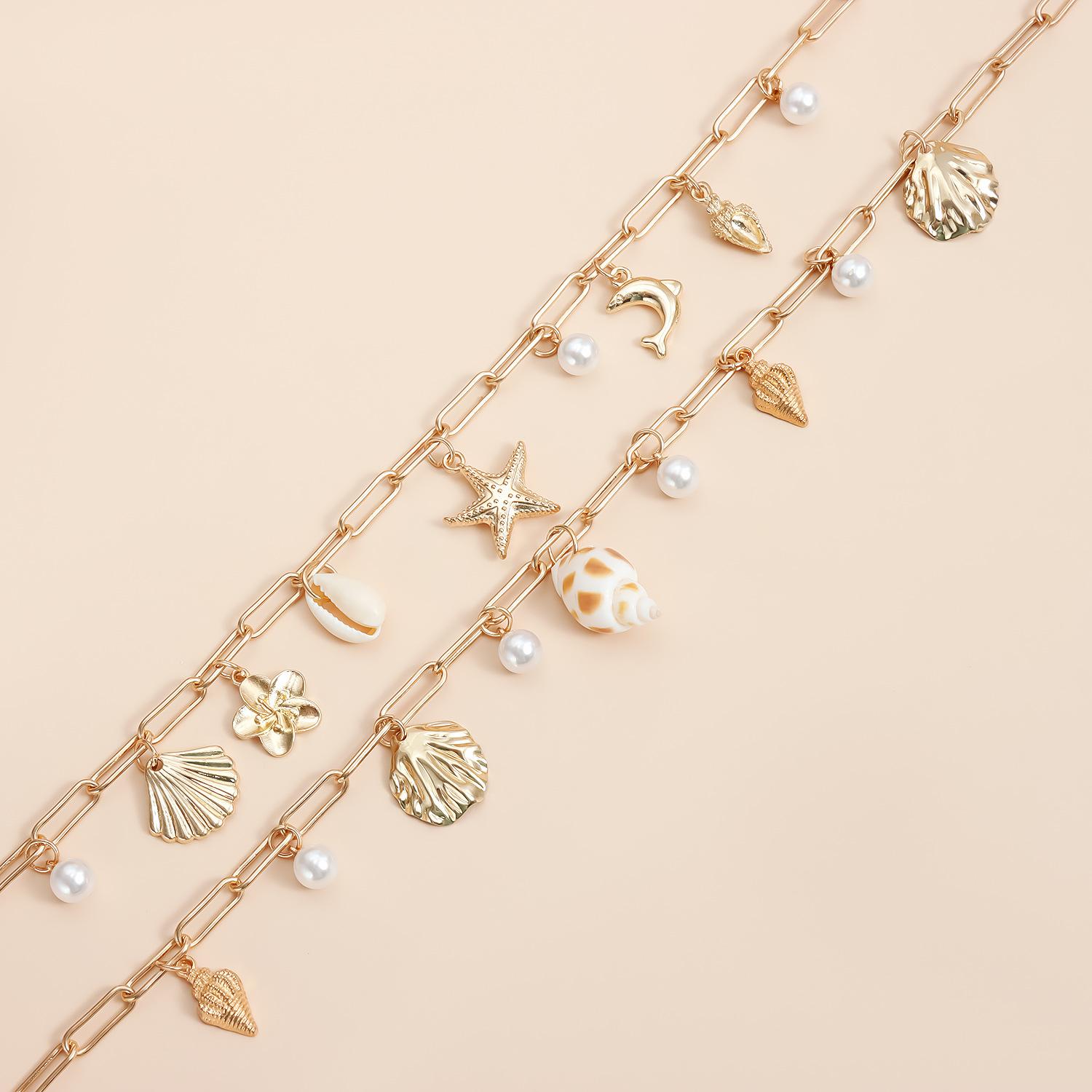 Starfish & Seashell Conch Necklace • Beach Vacation Jewelry for Women