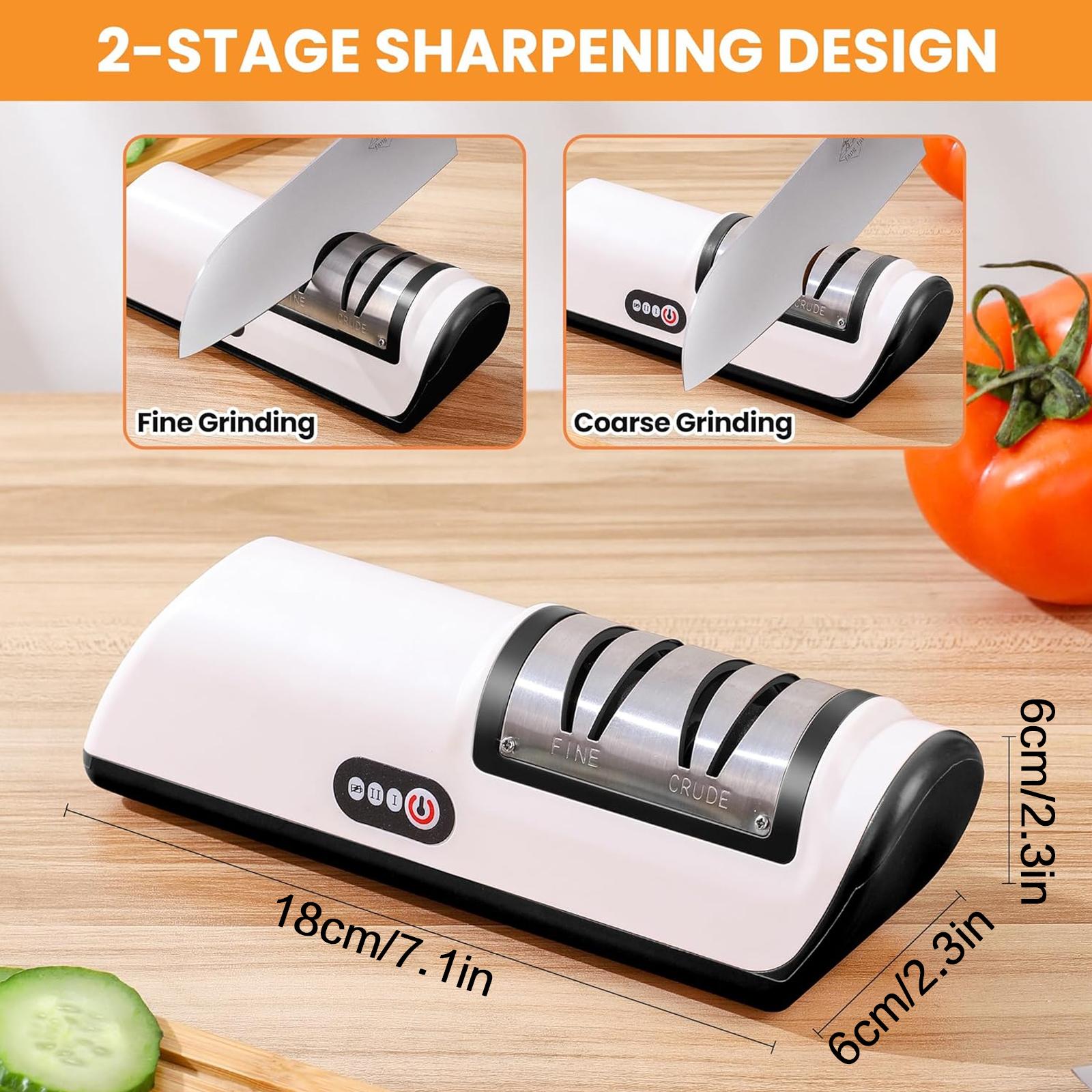 Professional Two-Stage Electric Knife Sharpener, Fast Sharpening Polishing Multi-Functional Kitchen Tool, Efficient Repair for Kitchen Knives