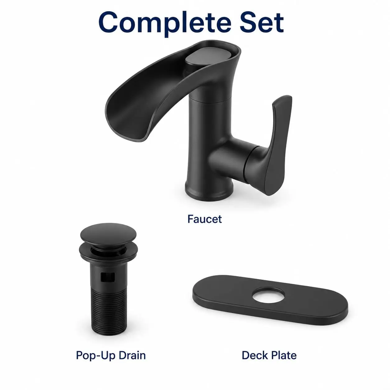 Single handle , with base plate, elegant black