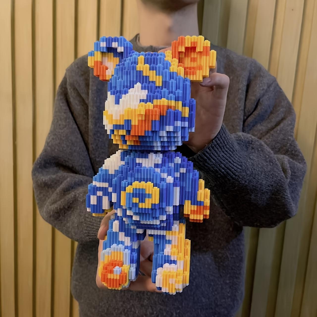 Starry Night Bear 3D Puzzle Building Blocks Decoration, Bookshelf Home Office Cabinet Decor, Party Living Room TV Stand Display Gift