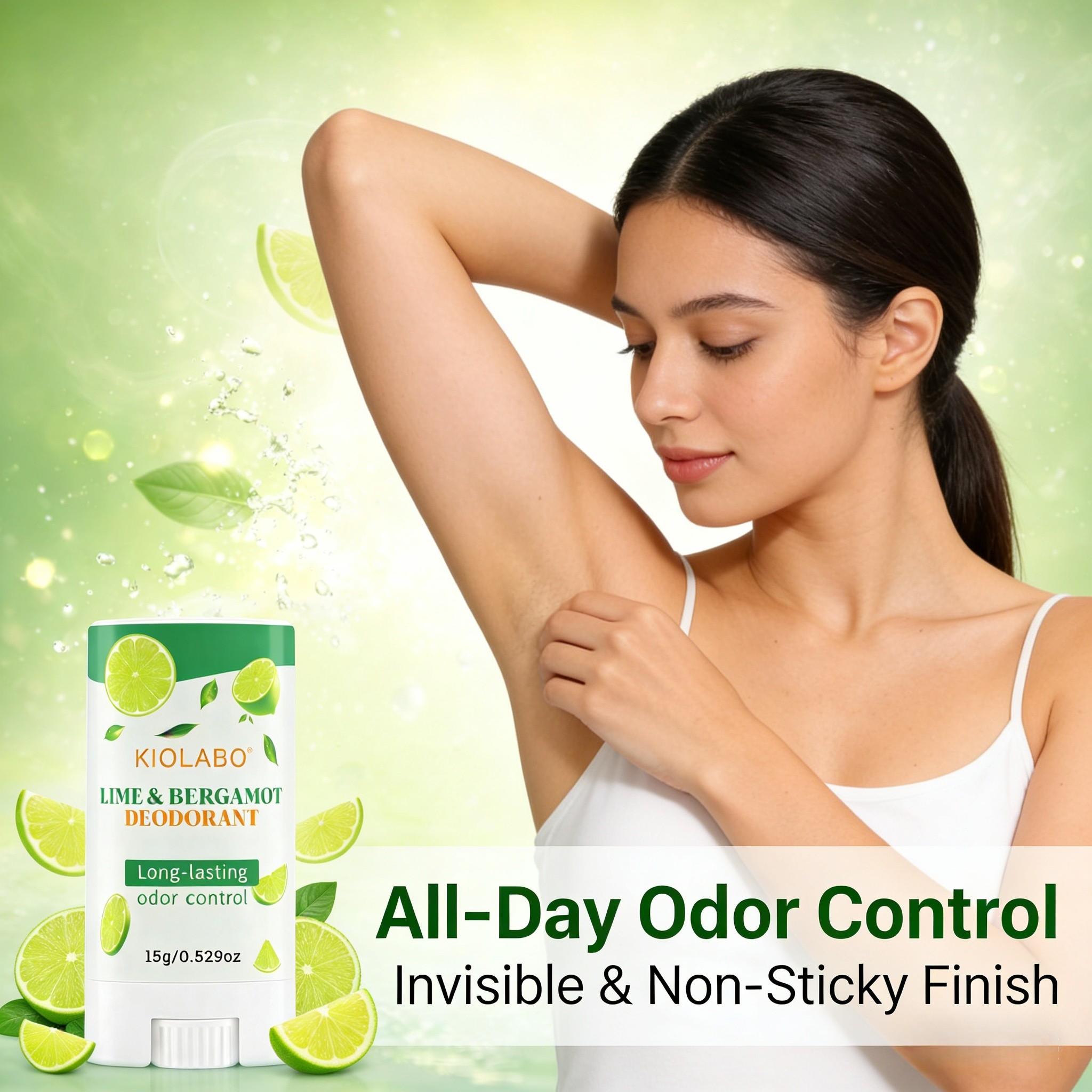 Lime & Bergamot Deodorant Stick for Men & Women, Long Lasting Odor Control, Fresh Citrus Fragrance, Natural Daily Body Deodorant, Travel Size