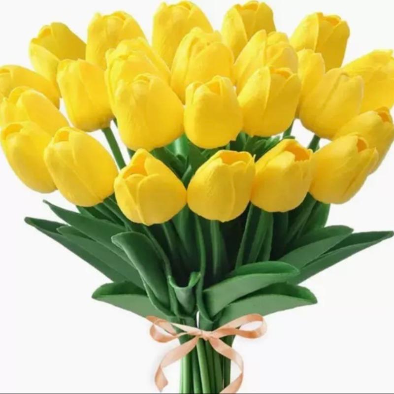 30pcs Realistic Tulip Flower Decorative Plastic Flowers, Touch-Realistic, Ideal for Wedding Bouquets, Home, Hotel, Party, Outdoor Events