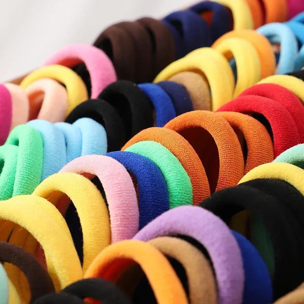 Simple Style Plain Color Elastics Hair Tie Set, Casual Versatile Ponytail Hair Accessories for Women & Girls, Minimalist Hairstyles Headwear Rubber Bands Suitable for Thick Hair