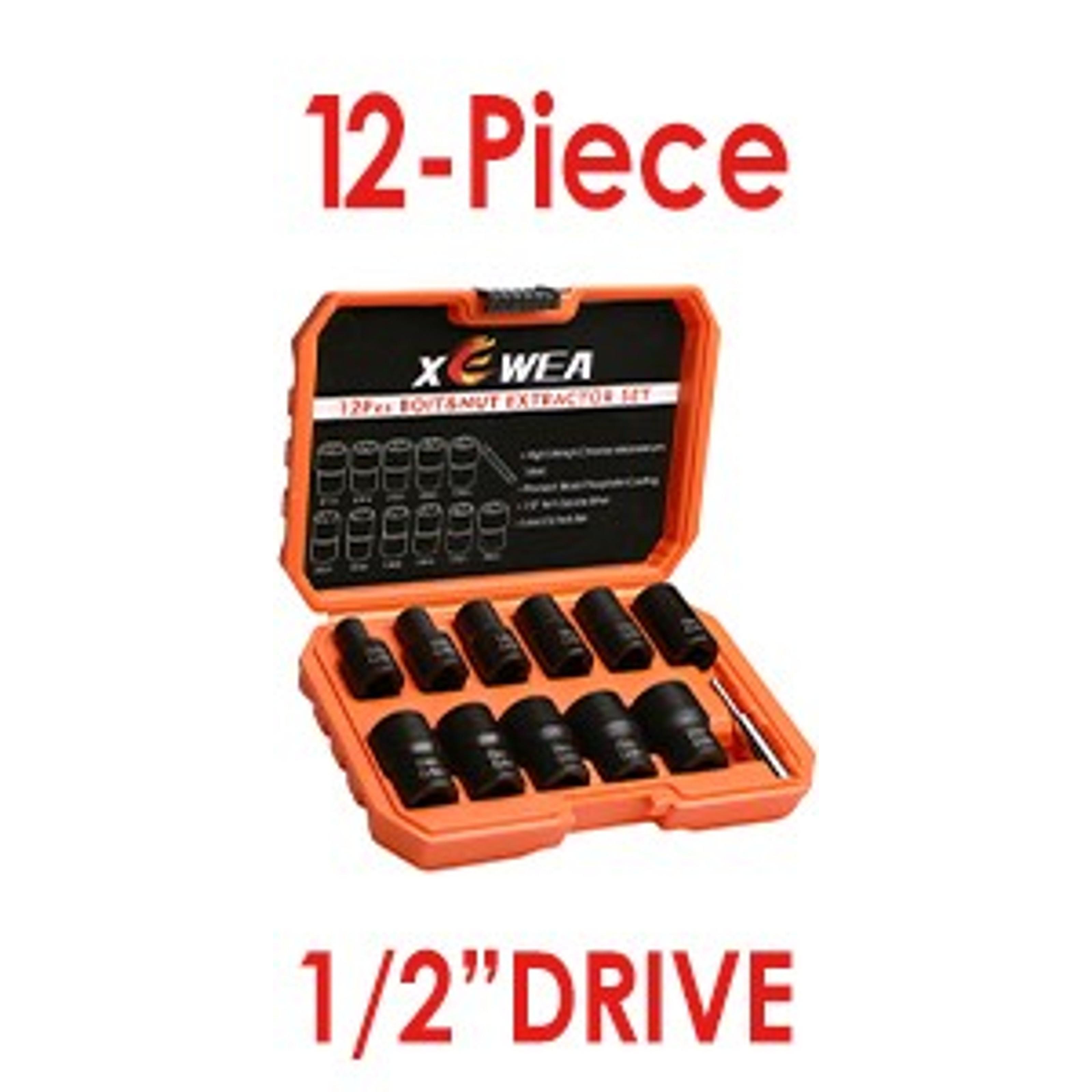 13Pcs Multi-Spline Screw Extractor Set, Chrome Molybdenum Alloy Steel Easy Out Bolt Extractor Kit, Hex Head Bolt Remover Tool for Broken Stripped Rusted Bolts Screws Nuts