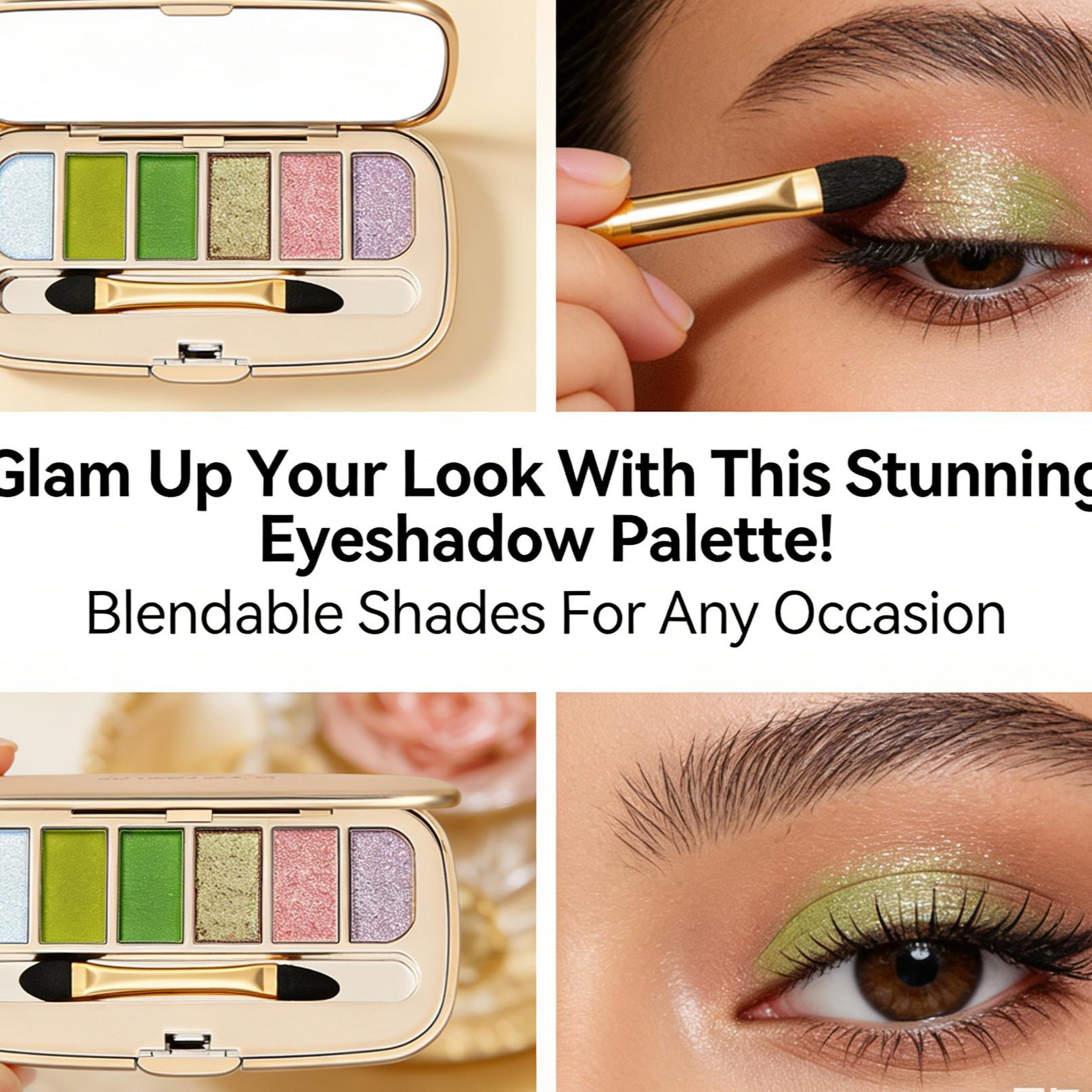 Bear 6-Color Round Glitter Eyeshadow Palette, Multicolor Eye Shadow, Perfect for Daily Use and Party Makeup, Versatile and Stylish