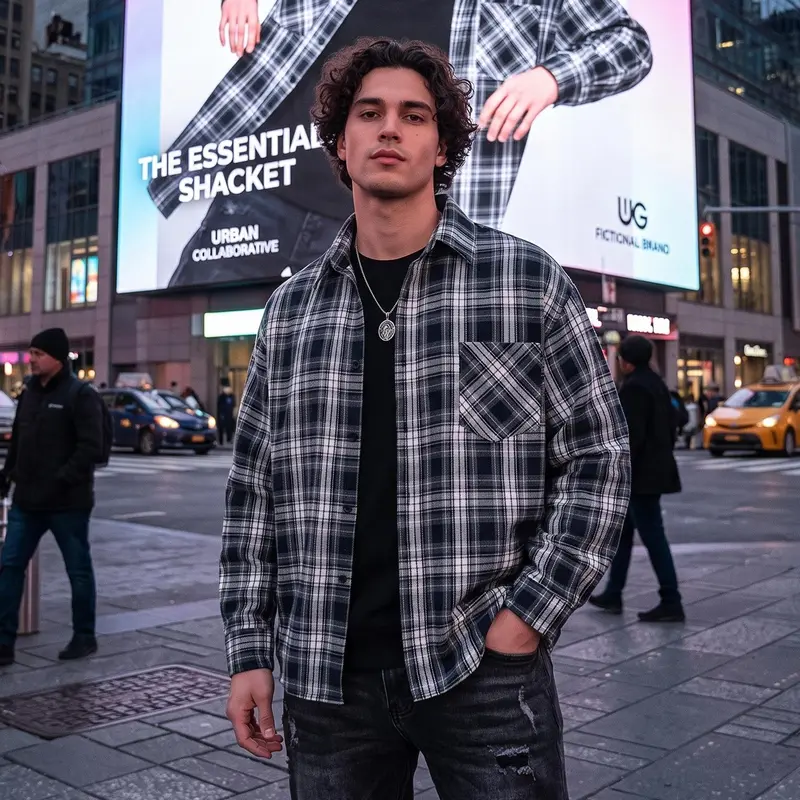 Men's Retro Checkered Short Sleeve Button-Down Shirt - Oversized Soft Breathable Fashion Preppy Fabric Top for Streetwear Casual Outfits, Checked,sohochic