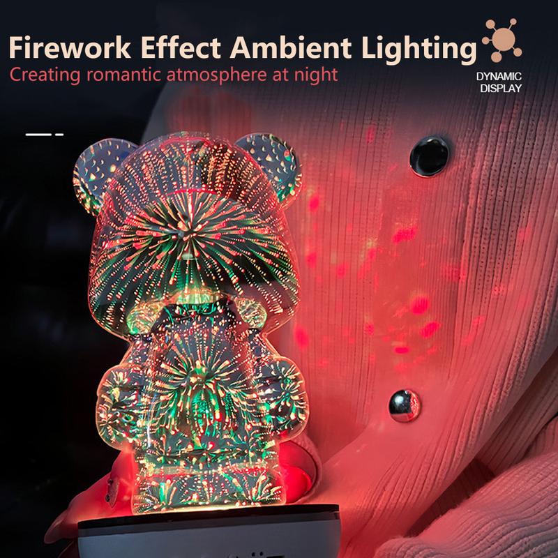 Hitozon Portable Bear Wireless Speaker with RGB Light Effect, Mini Speaker with 360° Rotation, Support Remote Control Operation, Suitable for Bedroom Night Lights, Ornaments, Holiday Gifts, Children's Gifts/Toys