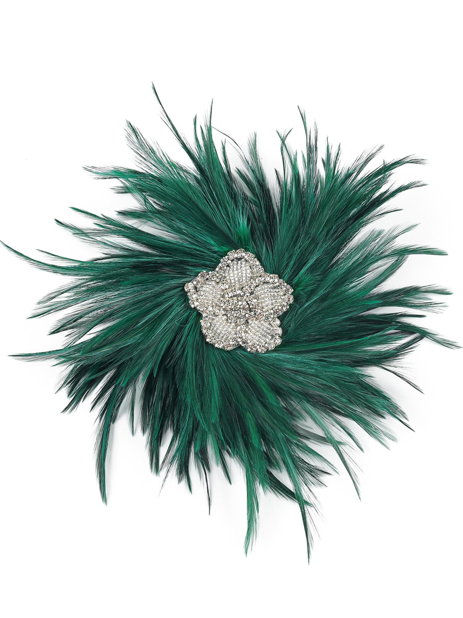 Sparkling Rhinestones Flower Feathered Hair Clip Hair Ornament for Festival Derby Event Gathering Cocktails Party Brooch Fash