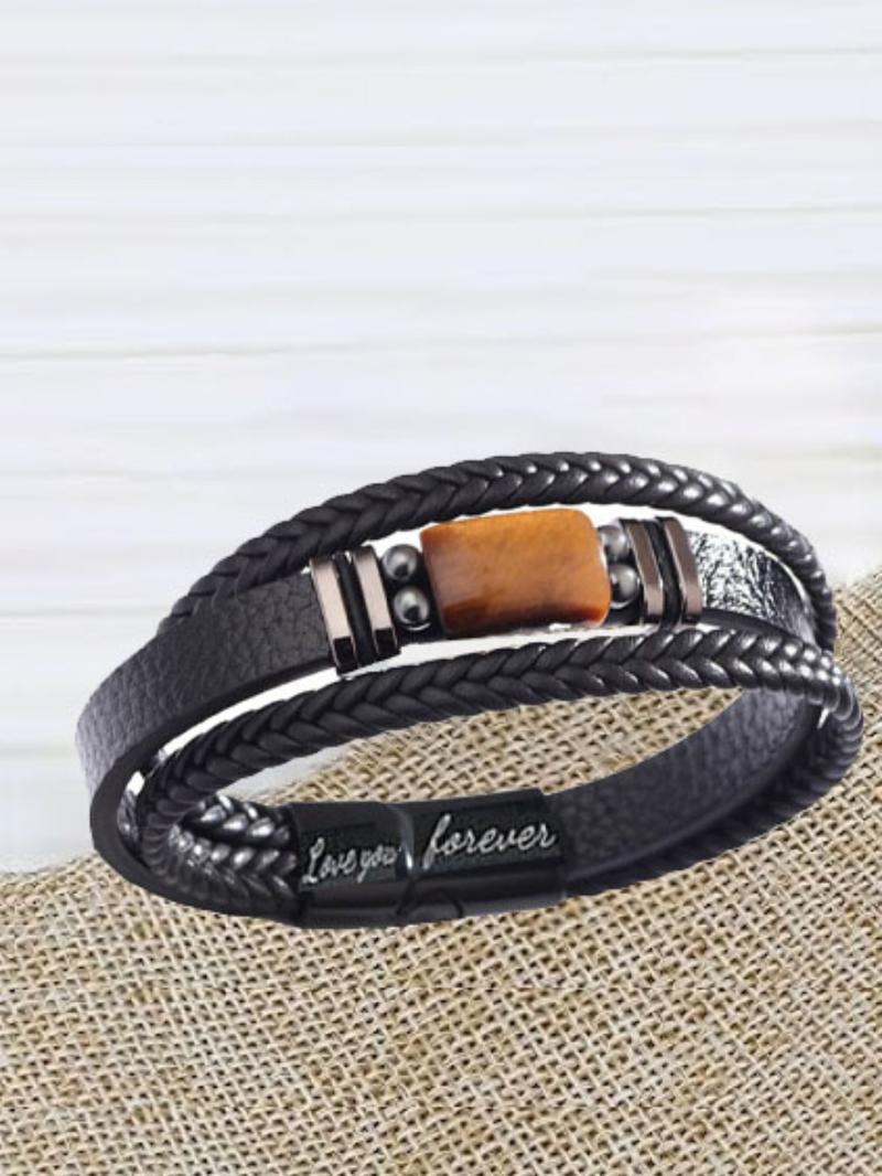 Men's Fashion Braided Textured Design Layered Bracelet, PU Jewelry for Party, Daily Decor, Trendy All-match & Exquisite Jewelry for Birthday Gift, Stackable Bracelets