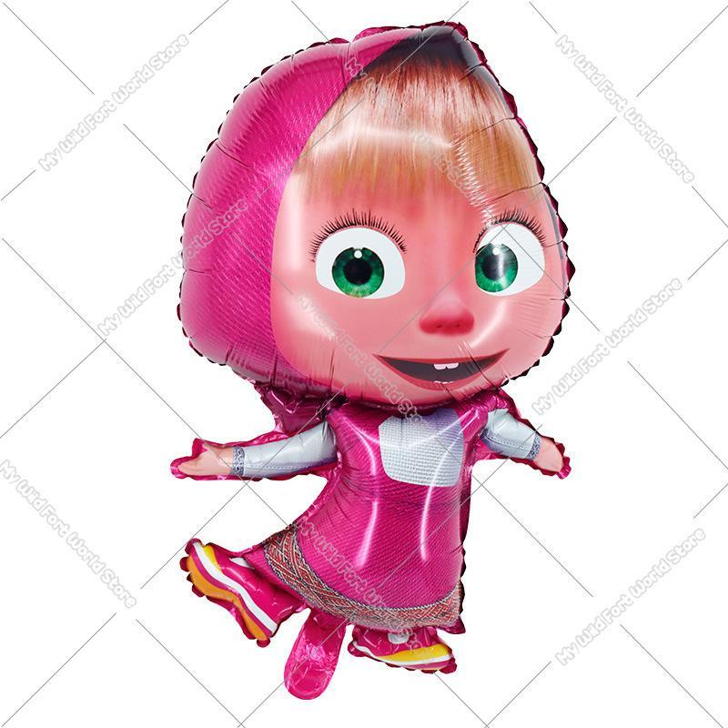 Masha and The Bear Birthday Balloons Decoration Number Bowknot Heart Ballons Set Girl Boy Party Supplies Kids Birthday Favors