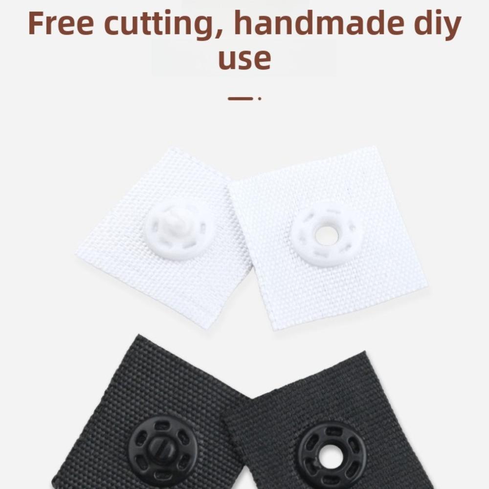 Sewing Accessories For Clothing, Snap Buttons Tape Black & White, Polyester Plastic Press Stud Ribbon, Sewing Fastener, Heavy Reusable Fastening, Free Cut Length, DIY Crafting Replacement, Hidden Plastic Extension Fabric Strap, Snap Bag Snaps For Fabric