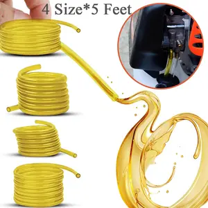 4 Size Gas Fuel Line Hose Tubing 5 ft. Each for Small Engine Chainsaw Lawn Mower String Trimmer WeedEater Blower Model Parts I.D x O.D 1/8" x 3/16" 3/32" x 3/16" 1/8" x 1/4" .08" x .14" Flexible Pipe Tubing