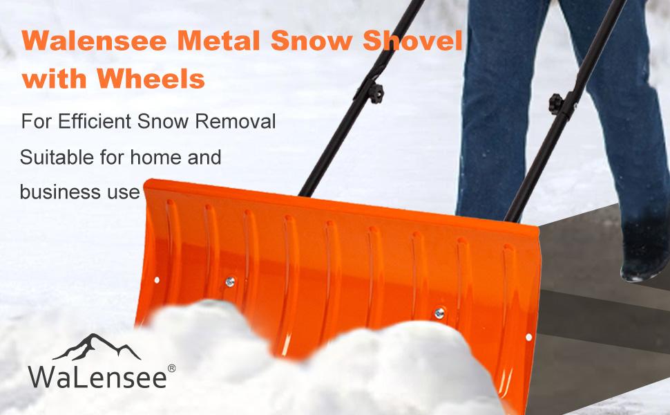 Walensee 30 Inch Metal Snow Shovel with Wheels for Driveway, Large Blade for Efficient Snow Removal, U-Shaped Handle,Heavy Duty Wheeled Metal Snow Pusher Shovels, Back Saver Snow Plow for Doorway Walensee 30 Inch Metal Snow Shovel with Wheels for Driveway, Large Blade for Efficient Snow Removal, U-Shaped Handle,Heavy Duty Wheeled Metal Snow Pusher Shovels, Back Saver Snow Plow for Doorway